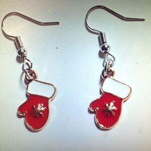 Enamel Mittens Fashion Christmas Earrings